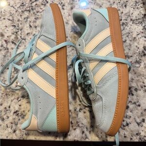 Adidas Sky Blue and Cream Sneakers